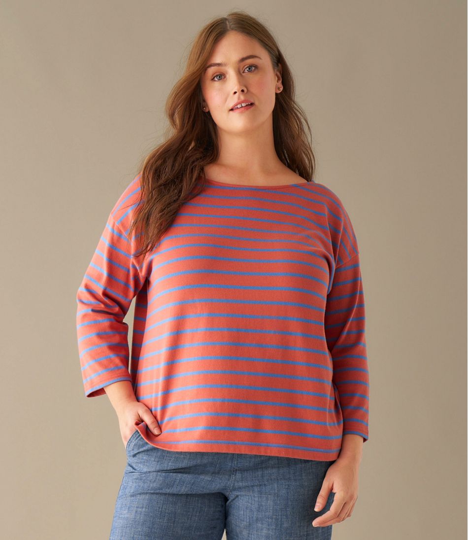 Women's Heritage Mariner Top, Boatneck Three-Quarter-Sleeve Stripe L.L.Bean Premium