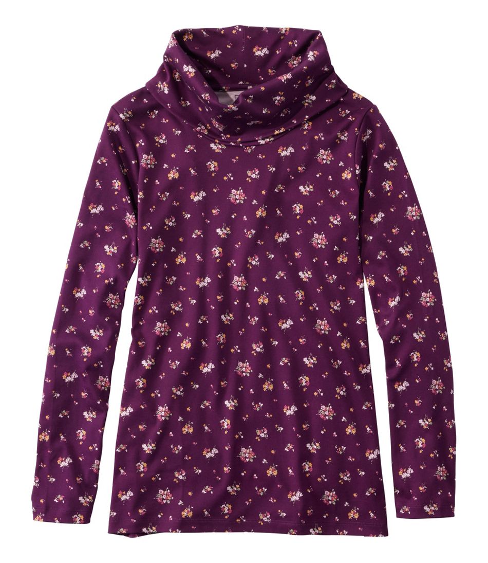Women's Pima Cotton Tee, Long-Sleeve Cowlneck Print L.L.Bean New