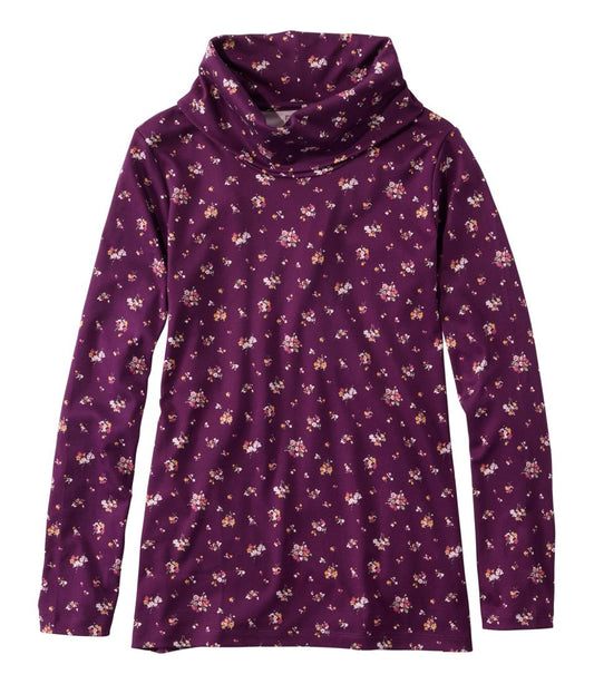 Women's Pima Cotton Tee, Long-Sleeve Cowlneck Print L.L.Bean New