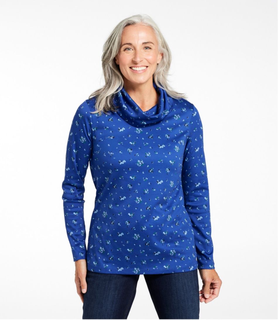 Women's Pima Cotton Tee, Long-Sleeve Cowlneck Print L.L.Bean New