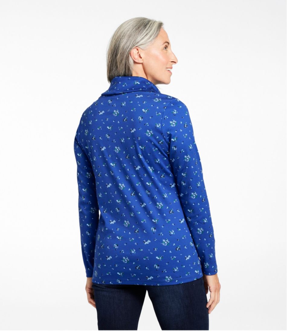 Women's Pima Cotton Tee, Long-Sleeve Cowlneck Print L.L.Bean New