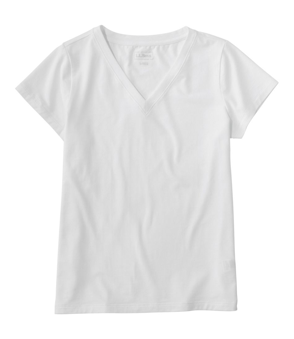 Women's Soft Stretch Supima-Blend Tee, Short-Sleeve V-Neck L.L.Bean Featured