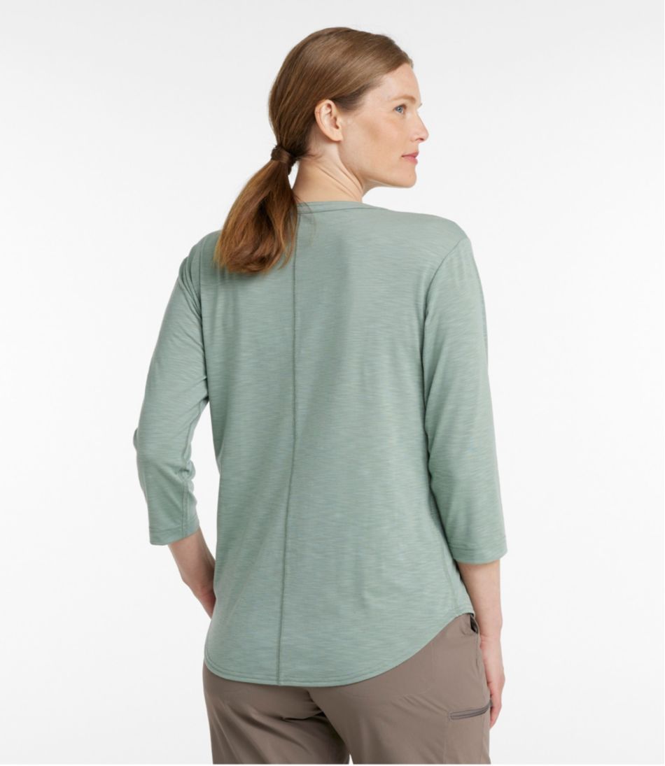 Women's Streamside Tee, Three-Quarter-Sleeve Splitneck L.L.Bean Trending