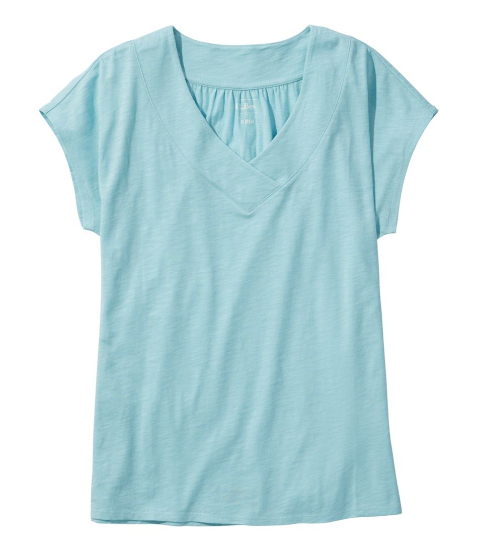 Women's Organic Cotton Tee, V-Neck Cap-Sleeve L.L.Bean Best Seller