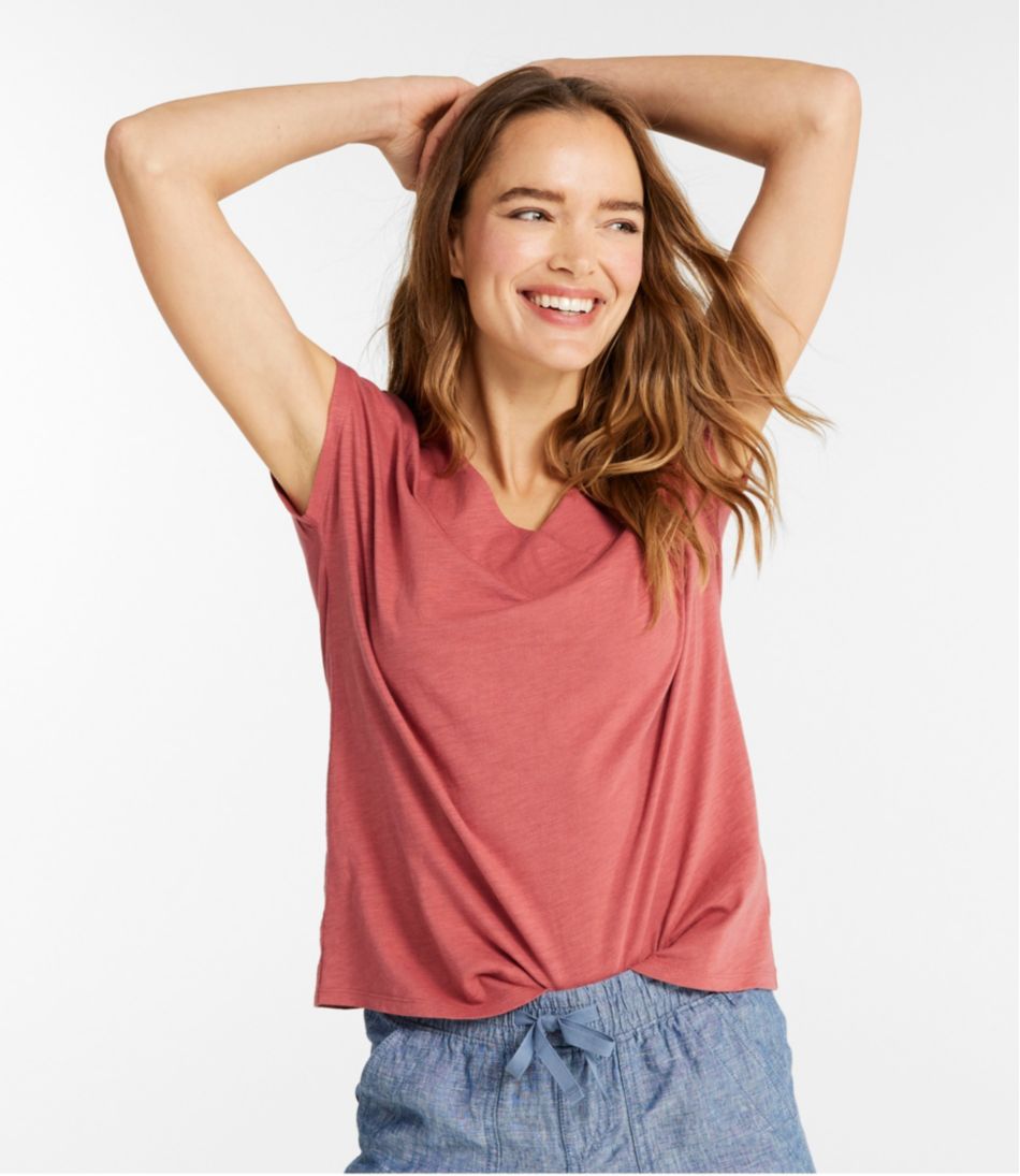 Women's Organic Cotton Tee, V-Neck Cap-Sleeve L.L.Bean Best Seller