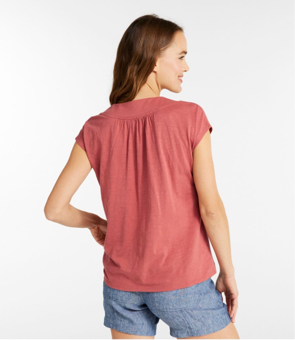Women's Organic Cotton Tee, V-Neck Cap-Sleeve L.L.Bean Best Seller