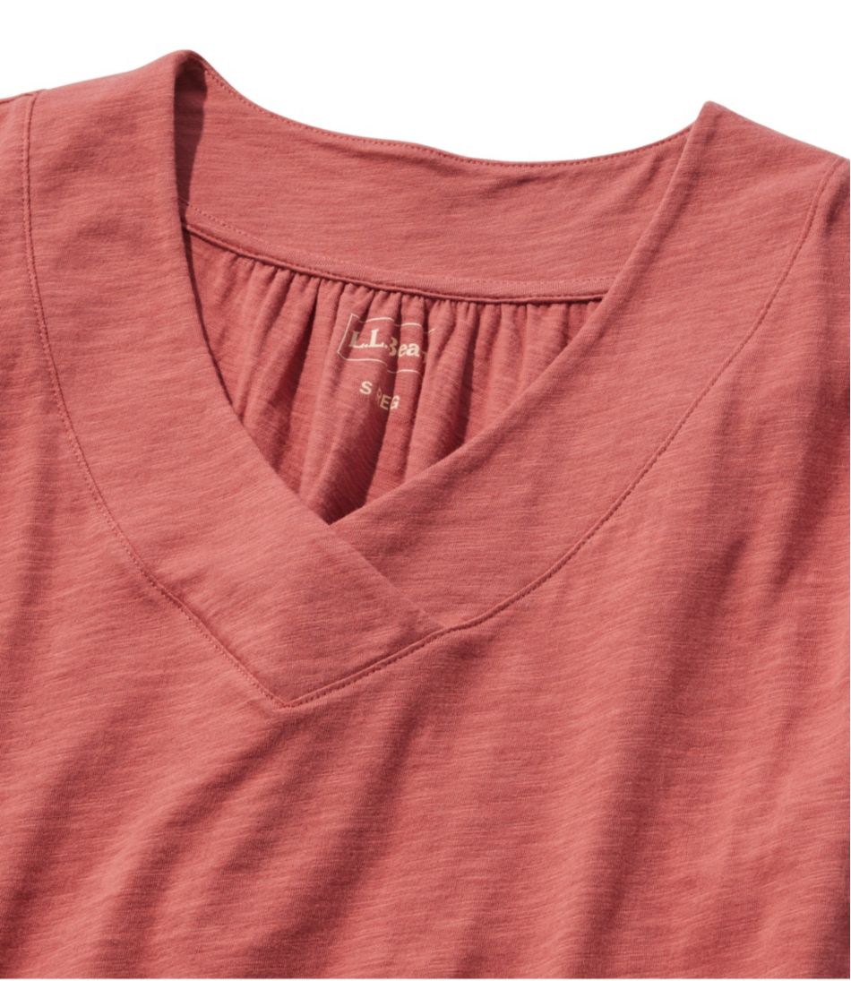 Women's Organic Cotton Tee, V-Neck Cap-Sleeve L.L.Bean Best Seller