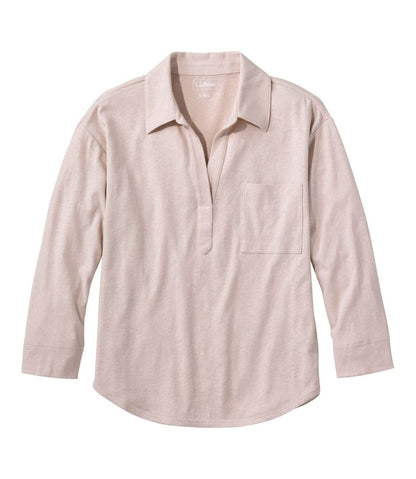 Women's Linen/Cotton Tee, Three-Quarter-Sleeve Splitneck Polo L.L.Bean Classic