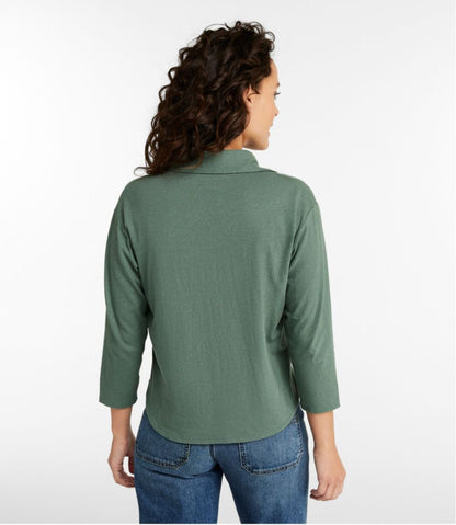 Women's Linen/Cotton Tee, Three-Quarter-Sleeve Splitneck Polo L.L.Bean Classic