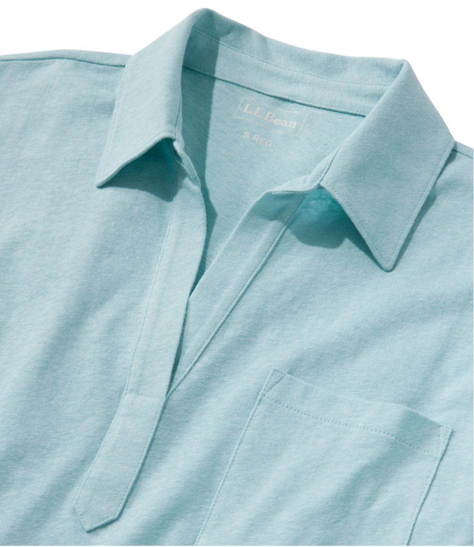 Women's Linen/Cotton Tee, Three-Quarter-Sleeve Splitneck Polo L.L.Bean Classic