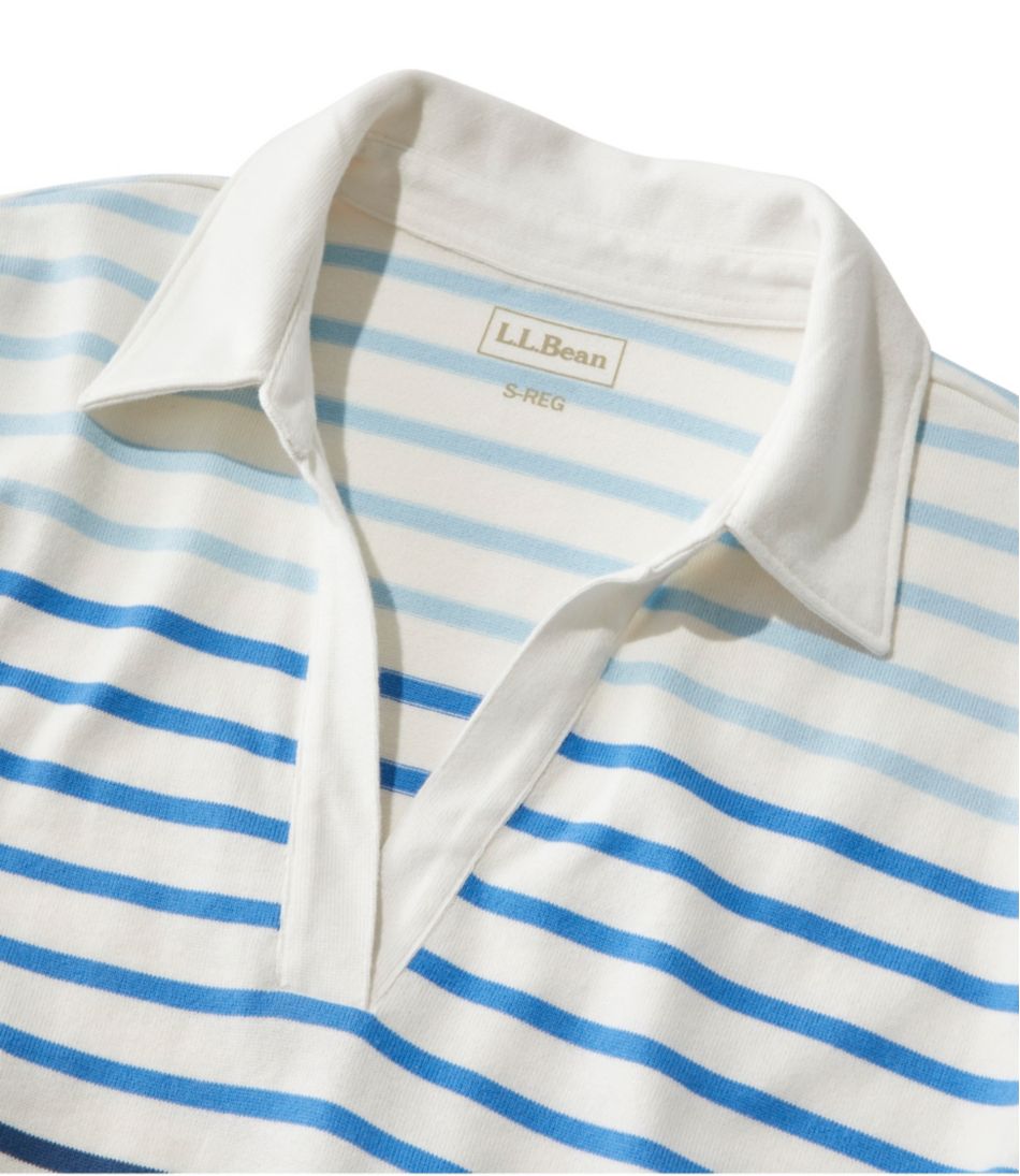 Women's Heritage Mariner Top, Splitneck Polo Three-Quarter-Sleeve Stripe L.L.Bean Essential