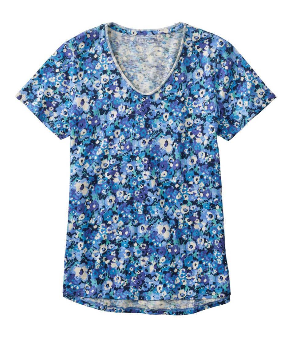 Women's Organic Cotton Tee, V-Neck Short-Sleeve Print L.L.Bean Value