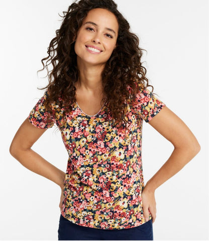 Women's Organic Cotton Tee, V-Neck Short-Sleeve Print L.L.Bean Value