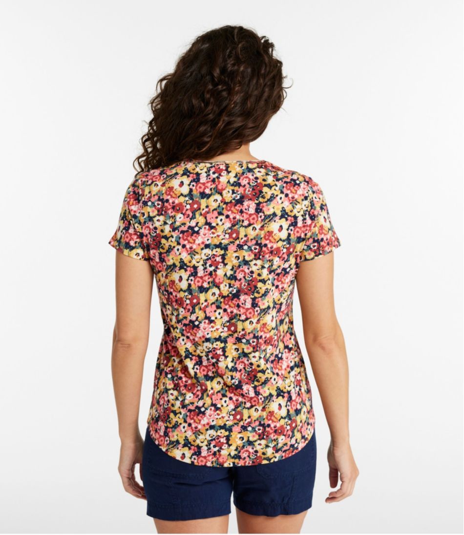 Women's Organic Cotton Tee, V-Neck Short-Sleeve Print L.L.Bean Value
