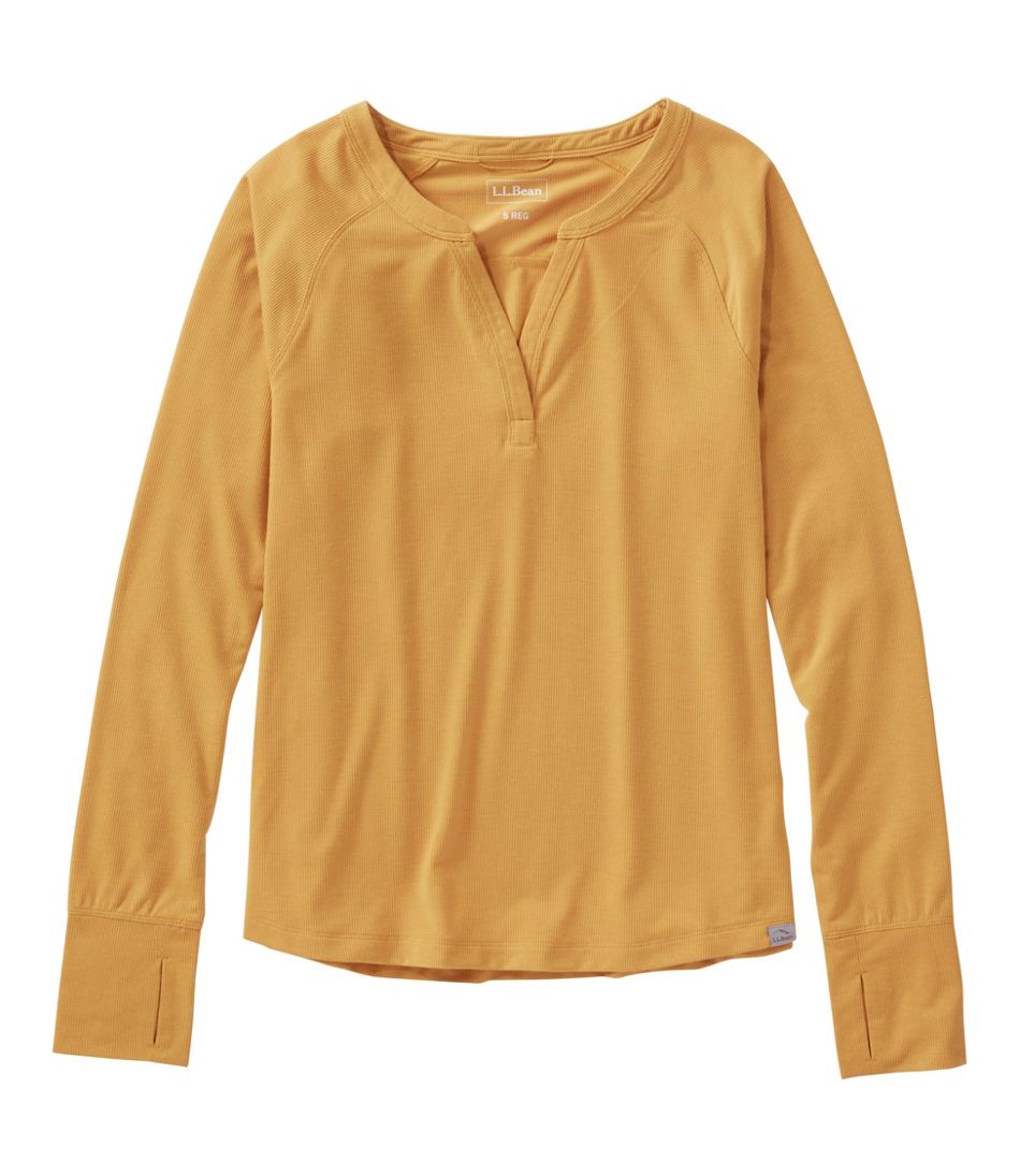 Women's Ribbed Performance Tee, Long-Sleeve Splitneck L.L.Bean Premium