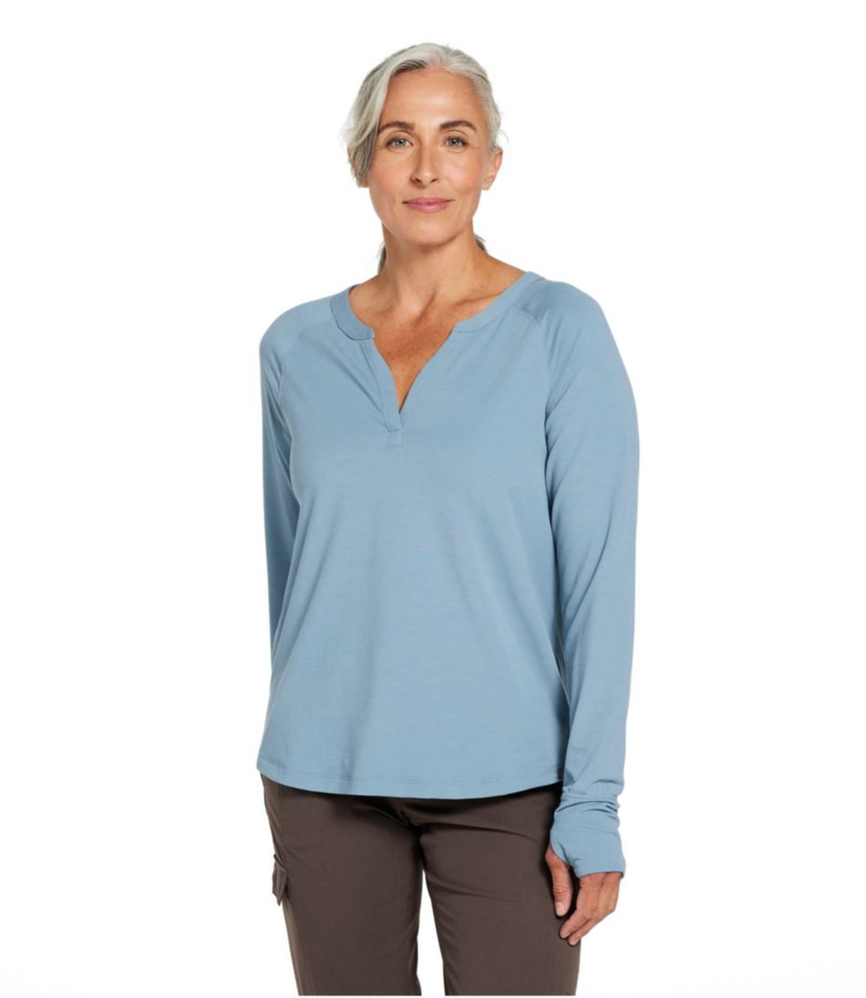 Women's Ribbed Performance Tee, Long-Sleeve Splitneck L.L.Bean Premium