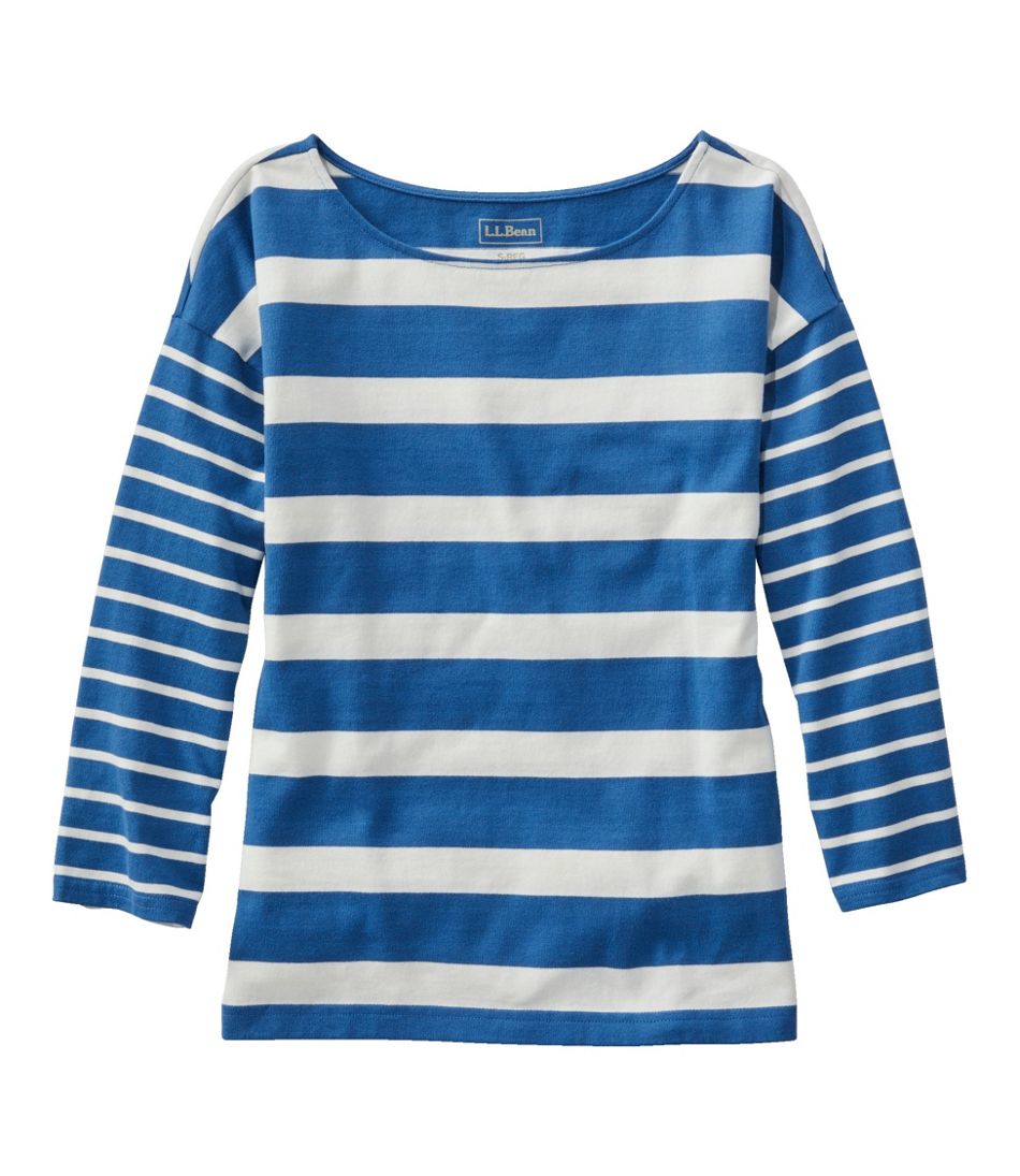 Women's Heritage Mariner Top, Boatneck Three-Quarter-Sleeve Blocked Stripe L.L.Bean New