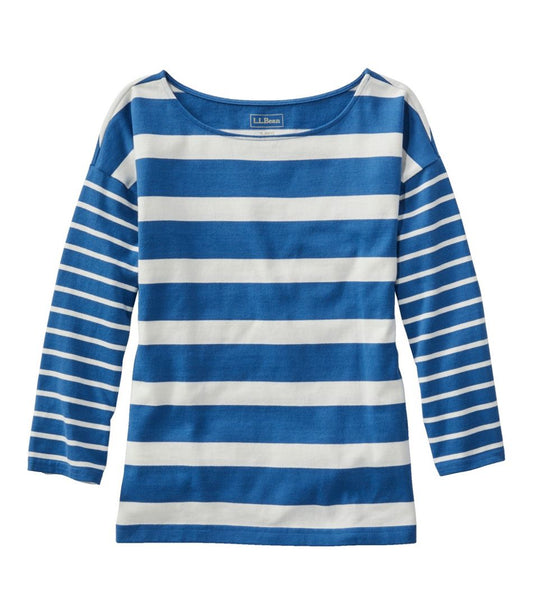 Women's Heritage Mariner Top, Boatneck Three-Quarter-Sleeve Blocked Stripe L.L.Bean New
