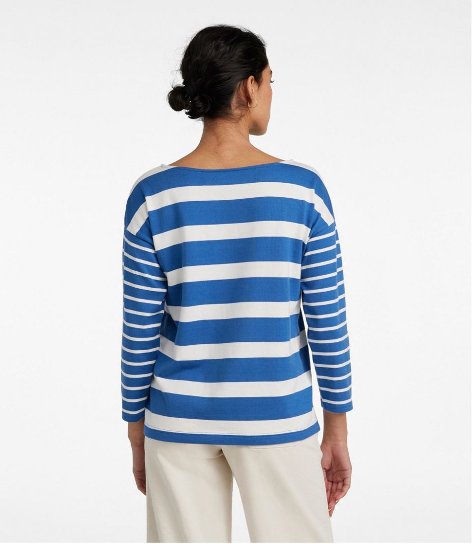 Women's Heritage Mariner Top, Boatneck Three-Quarter-Sleeve Blocked Stripe L.L.Bean New