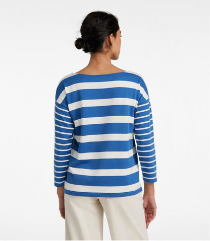 Women's Heritage Mariner Top, Boatneck Three-Quarter-Sleeve Blocked Stripe L.L.Bean New
