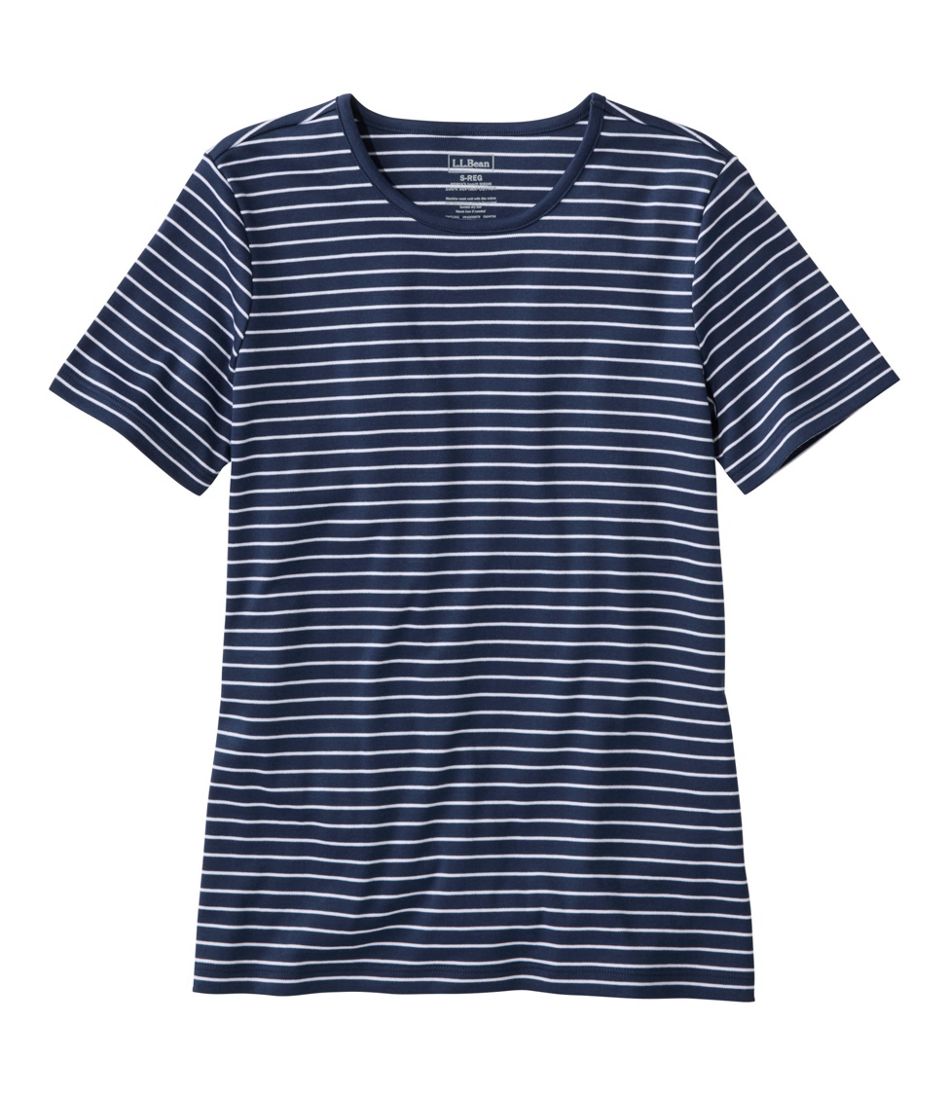 Women's Pima Cotton Tee, Short-Sleeve Crewneck Stripe L.L.Bean Top Pick