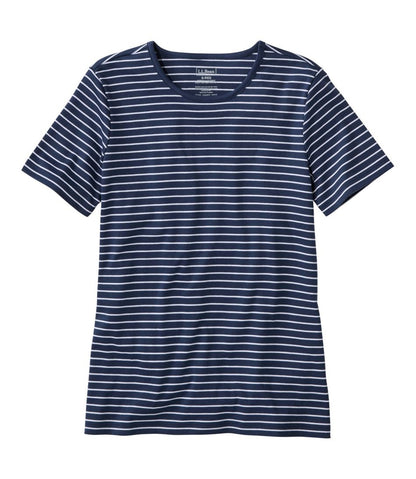Women's Pima Cotton Tee, Short-Sleeve Crewneck Stripe L.L.Bean Top Pick
