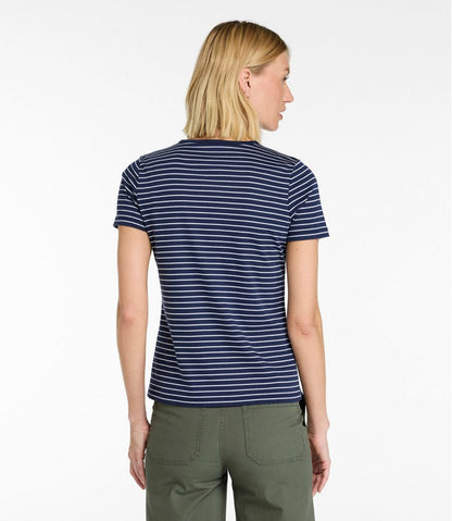 Women's Pima Cotton Tee, Short-Sleeve Crewneck Stripe L.L.Bean Top Pick