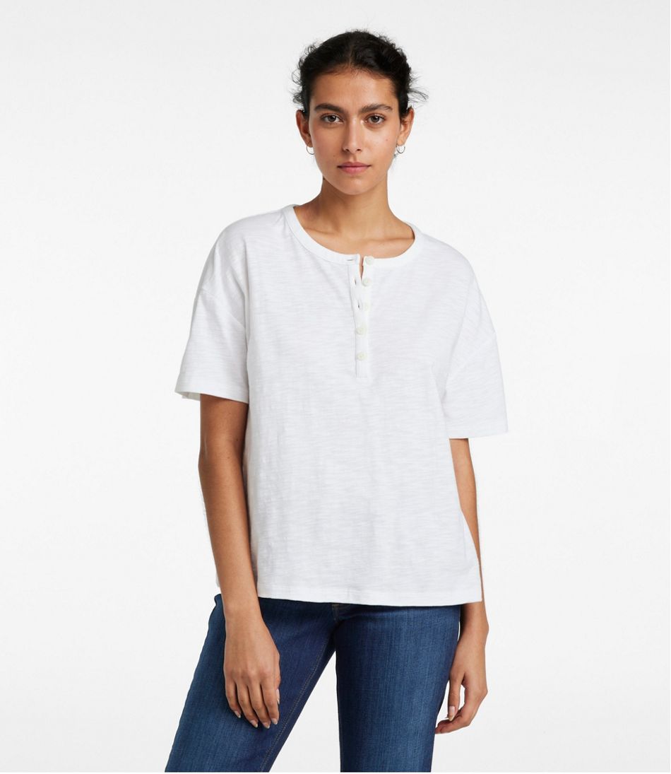 Women's Signature Slub Tee, Short-Sleeve Henley L.L.Bean Everyday