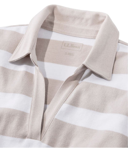 Women's Heritage Mariner Top, Splitneck Polo Three-Quarter-Sleeve, Block Stripe L.L.Bean Value