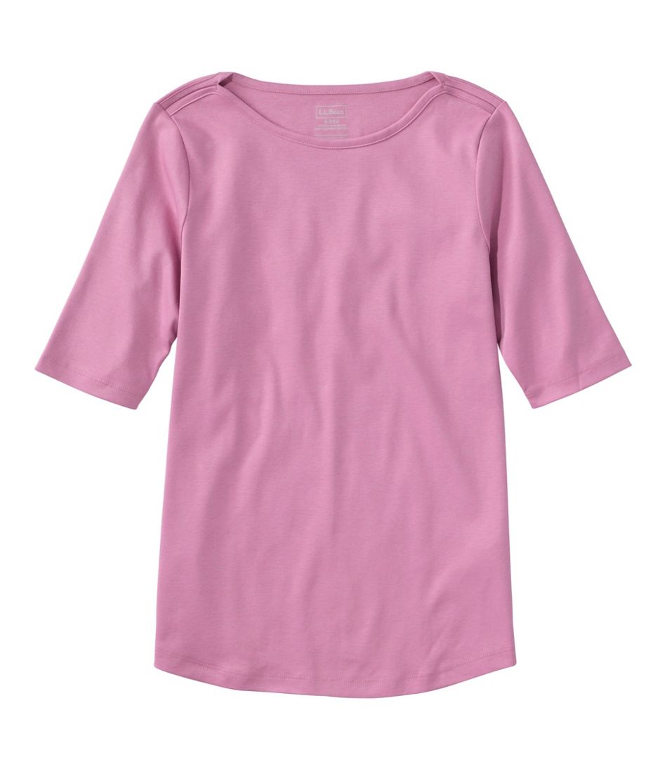 Women's Pima Cotton Tee, Elbow-Sleeve Boatneck L.L.Bean Classic