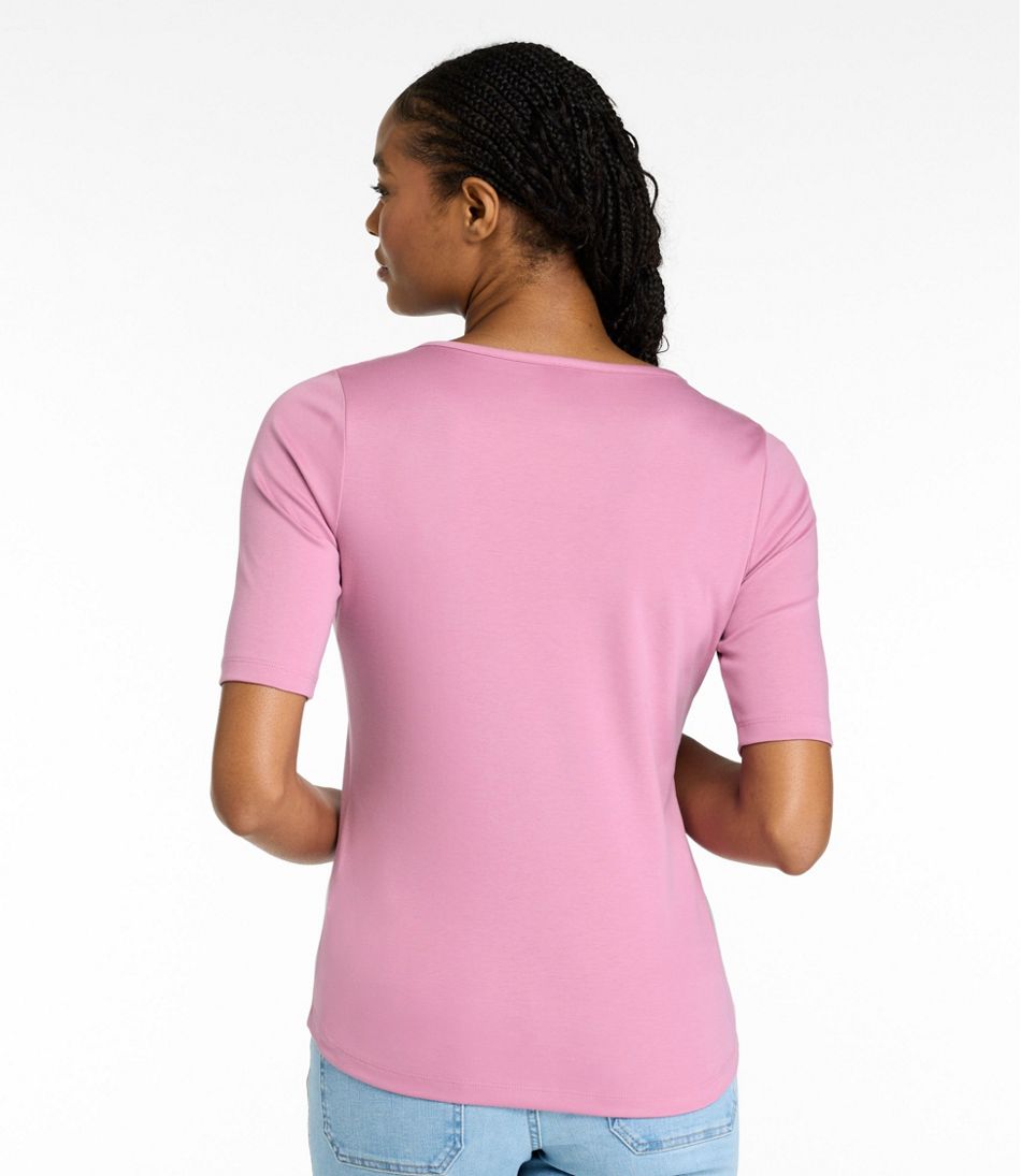 Women's Pima Cotton Tee, Elbow-Sleeve Boatneck L.L.Bean Classic