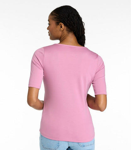 Women's Pima Cotton Tee, Elbow-Sleeve Boatneck L.L.Bean Classic