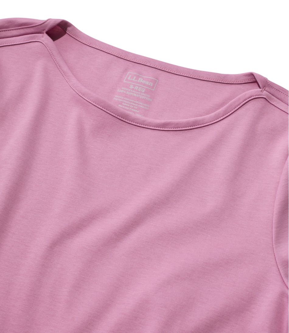 Women's Pima Cotton Tee, Elbow-Sleeve Boatneck L.L.Bean Classic