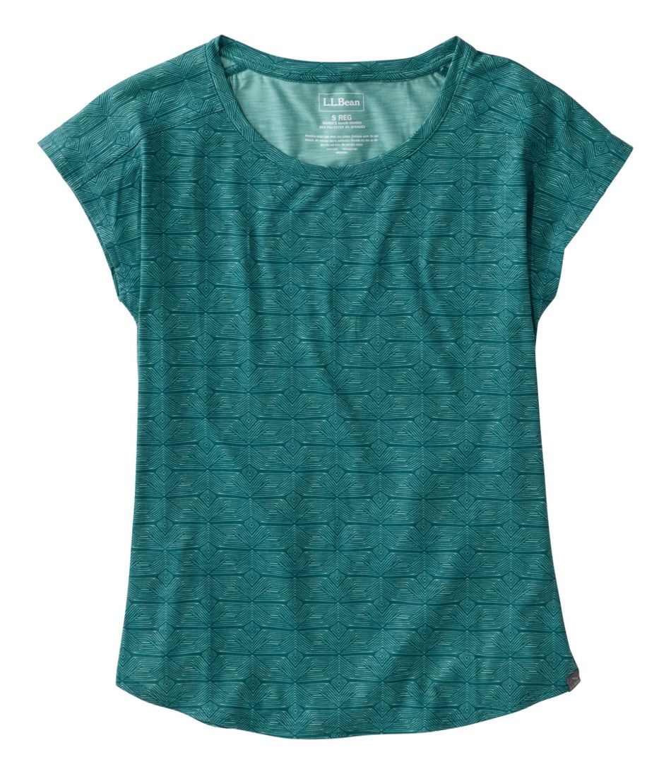 Women's Streamside Tee, Short-Sleeve Ruched Crew Print L.L.Bean Essential