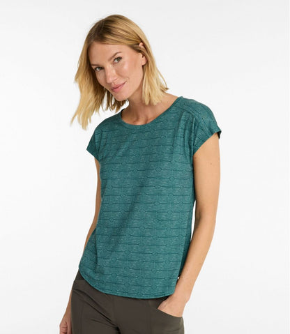 Women's Streamside Tee, Short-Sleeve Ruched Crew Print L.L.Bean Essential