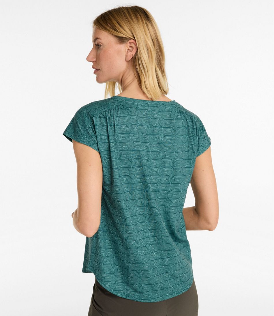 Women's Streamside Tee, Short-Sleeve Ruched Crew Print L.L.Bean Essential