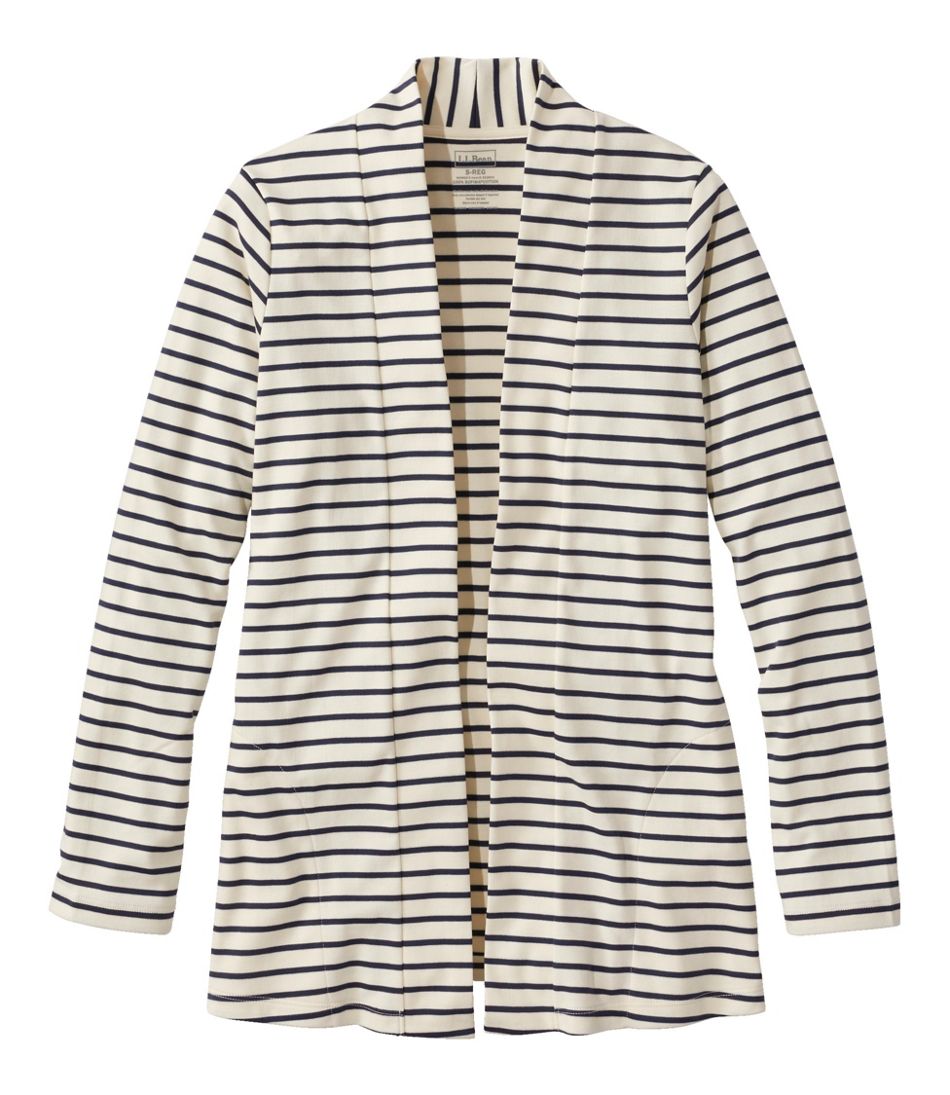 Women's Pima Cotton Open Cardigan, With Pockets Stripe L.L.Bean Featured