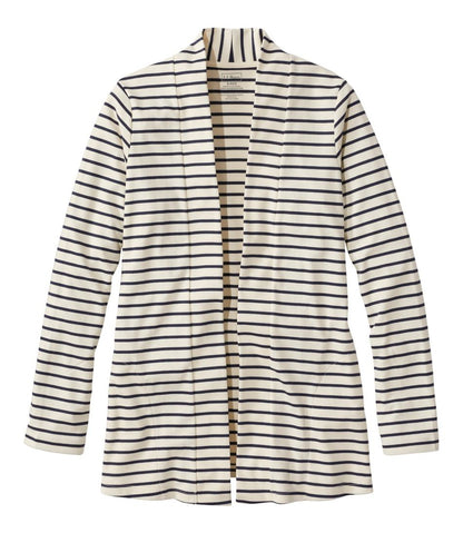 Women's Pima Cotton Open Cardigan, With Pockets Stripe L.L.Bean Featured