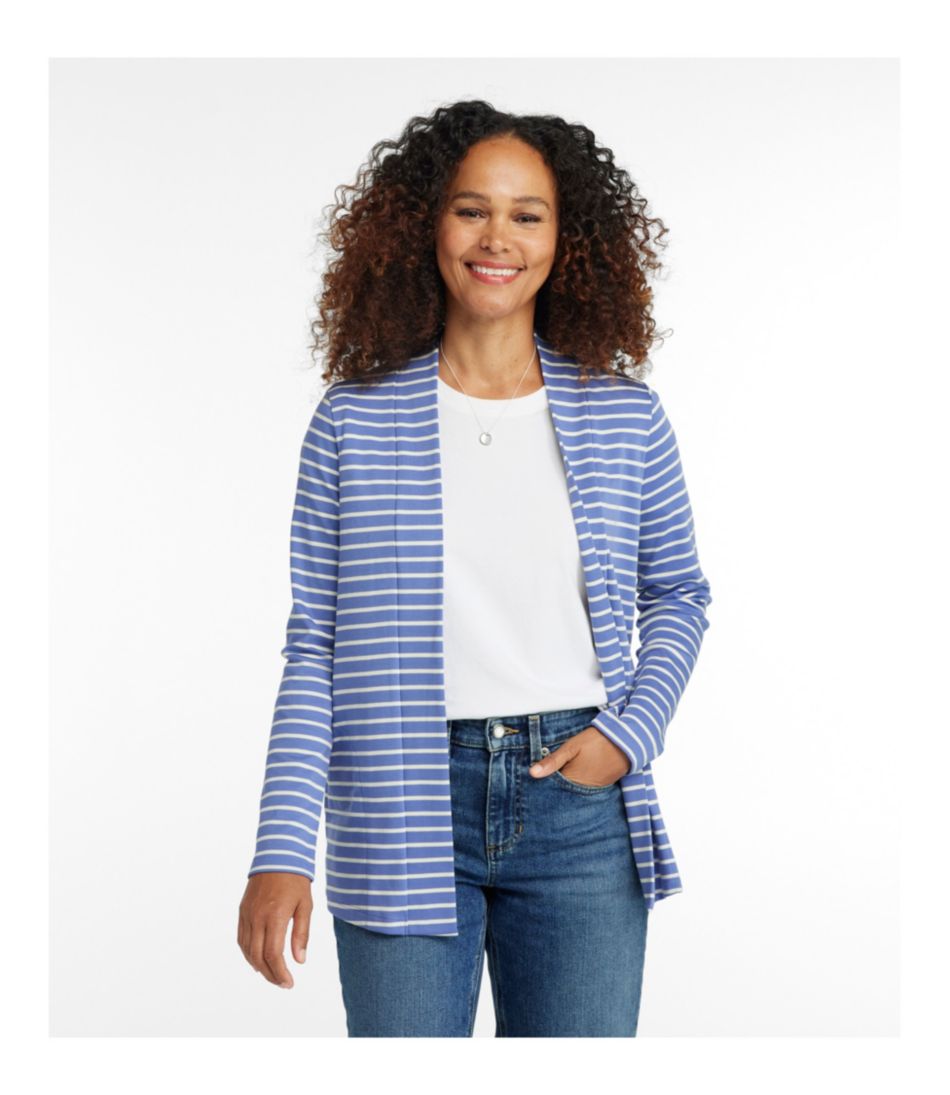 Women's Pima Cotton Open Cardigan, With Pockets Stripe L.L.Bean Featured
