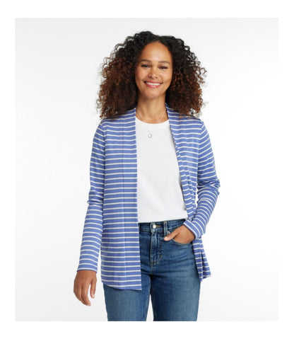 Women's Pima Cotton Open Cardigan, With Pockets Stripe L.L.Bean Featured