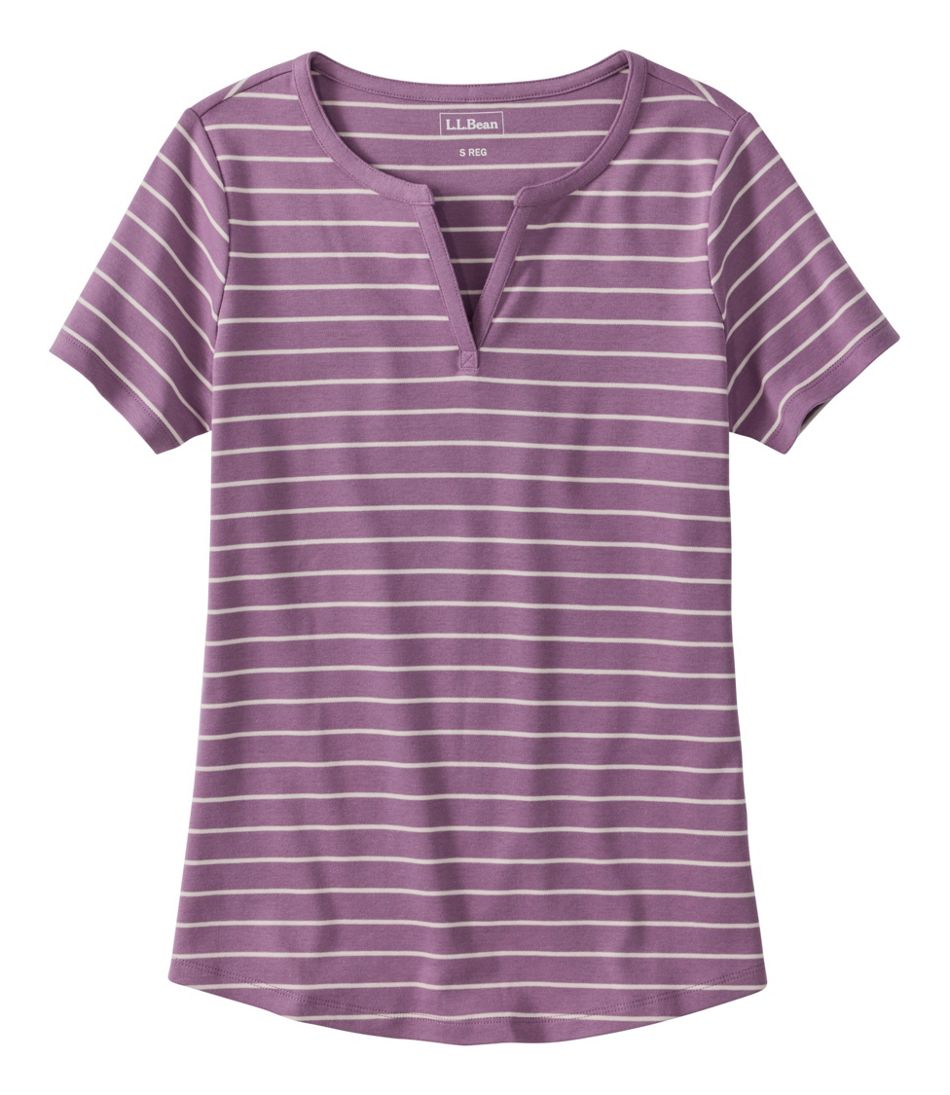Women's L.L.Bean Tee, Short-Sleeve Notch-Neck Stripe L.L.Bean Trending