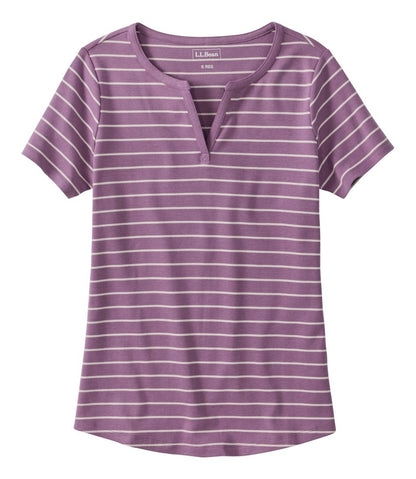 Women's L.L.Bean Tee, Short-Sleeve Notch-Neck Stripe L.L.Bean Trending