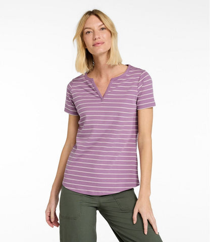 Women's L.L.Bean Tee, Short-Sleeve Notch-Neck Stripe L.L.Bean Trending