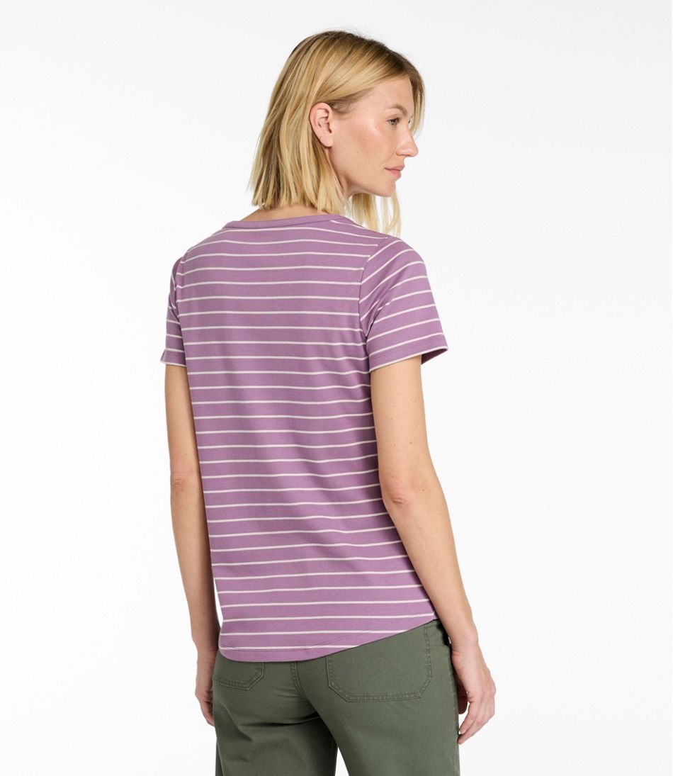 Women's L.L.Bean Tee, Short-Sleeve Notch-Neck Stripe L.L.Bean Trending