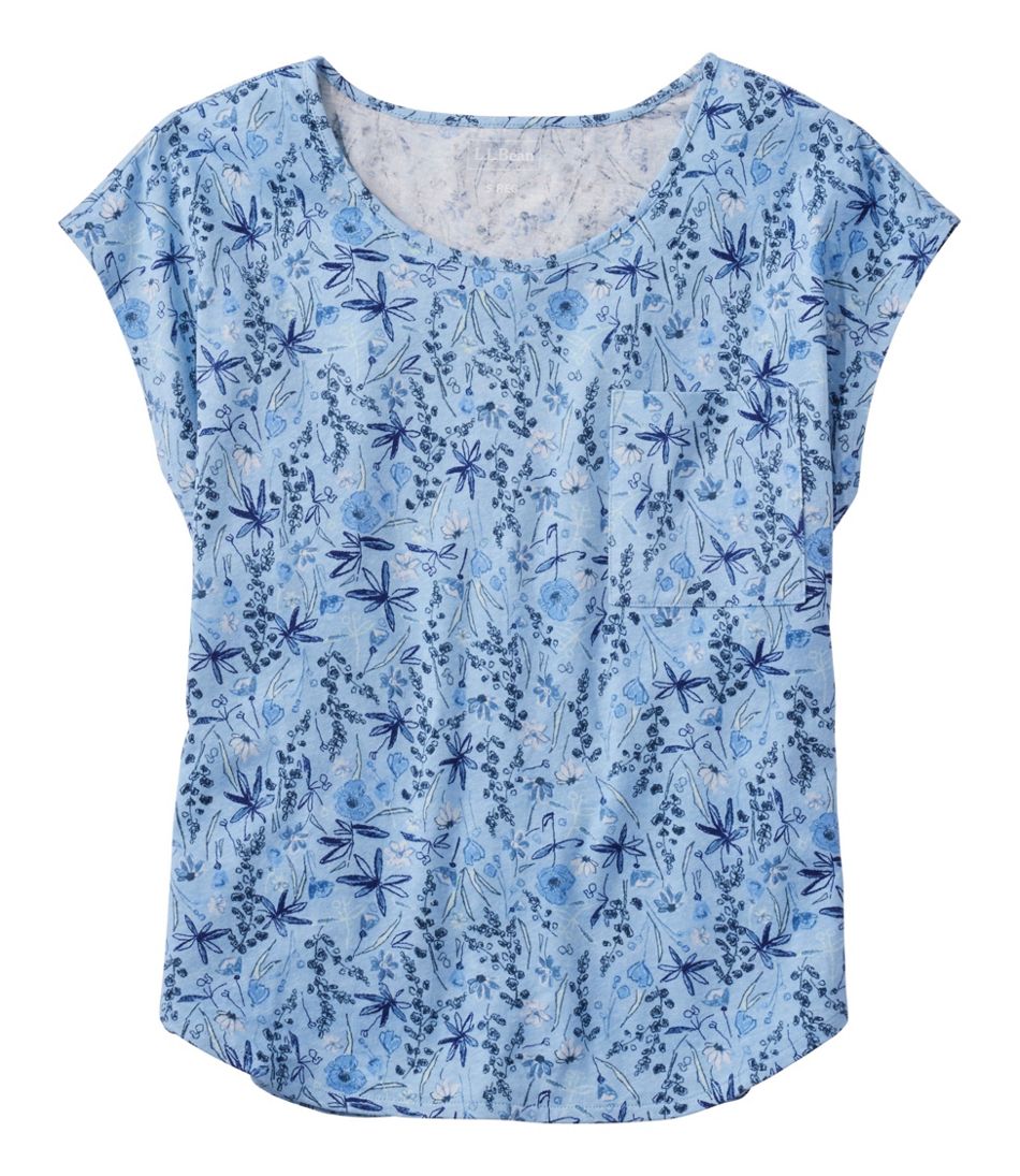 Women's Linen/Cotton Tee, Short-Sleeve Scoopneck Print L.L.Bean Premium