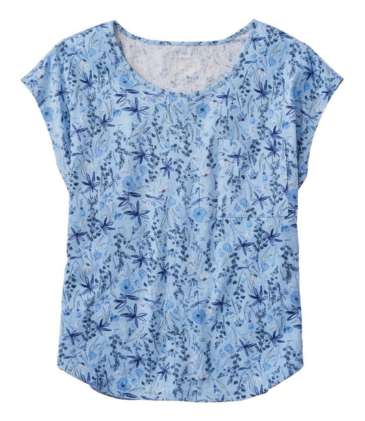 Women's Linen/Cotton Tee, Short-Sleeve Scoopneck Print L.L.Bean Premium