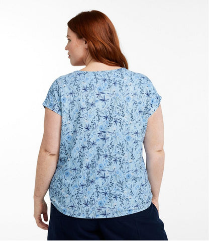 Women's Linen/Cotton Tee, Short-Sleeve Scoopneck Print L.L.Bean Premium