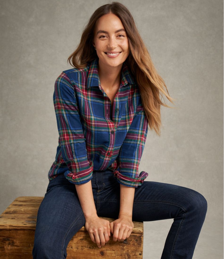 Women's Scotch Plaid Flannel Shirt, Relaxed L.L.Bean New