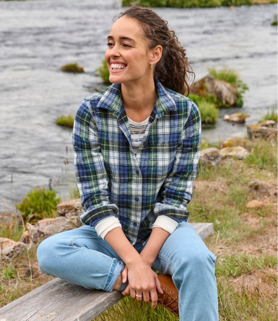 Women's Scotch Plaid Flannel Shirt, Relaxed L.L.Bean New