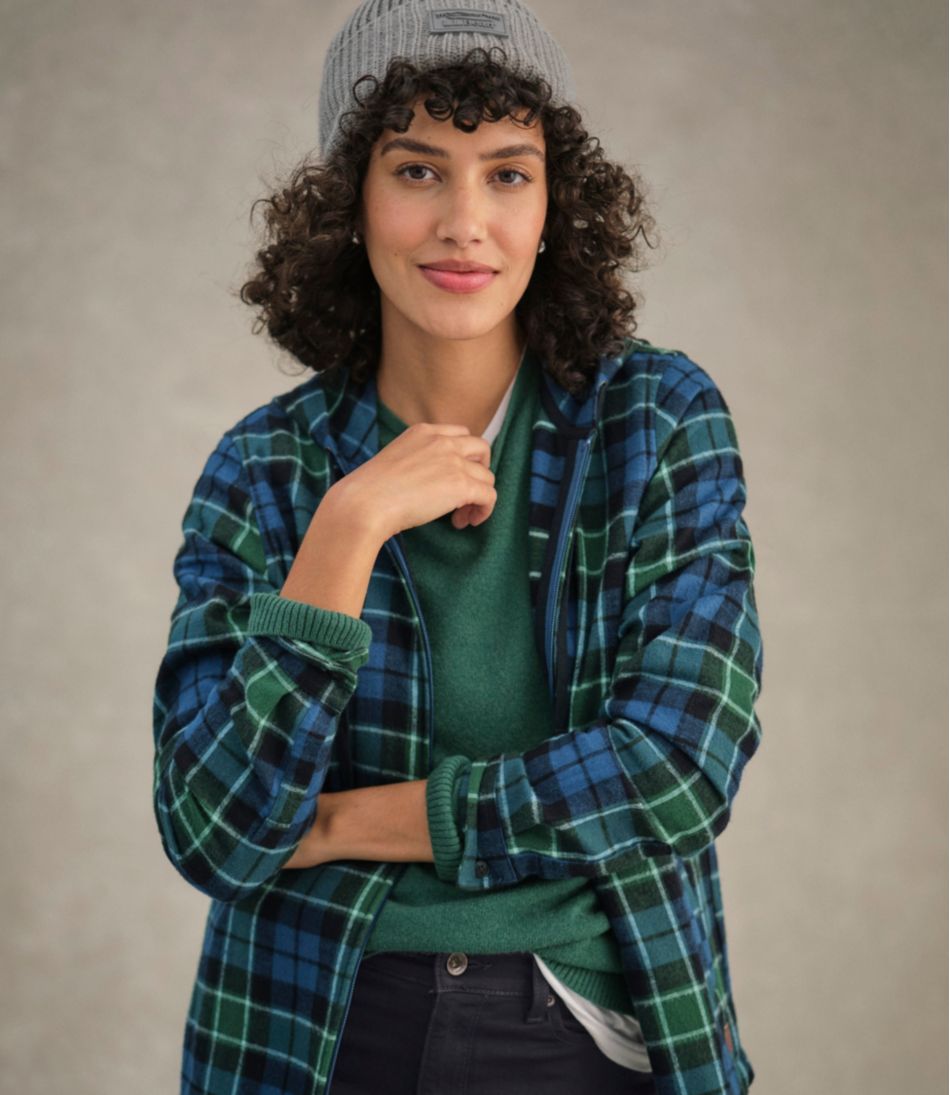 Women's Scotch Plaid Flannel Shirt, Relaxed Zip Hoodie L.L.Bean Classic